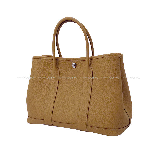 HERMES tote bag Garden Party 30 TPM All Leather Biscuit Veau Negonda Silver HW Stamp B[BRAND NEW][Authentic]