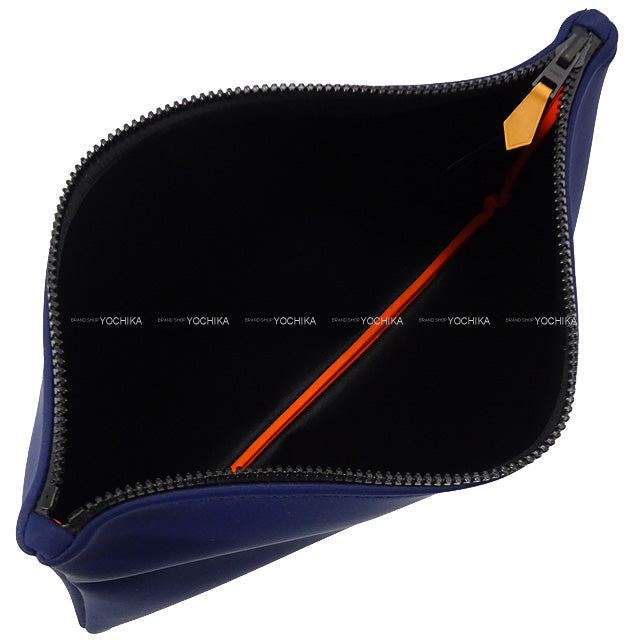 HERMES Pouch NEO BAIN GM Blue Marine Polyamide80%/Elasthane20% Black HW[BRAND NEW][Authentic]