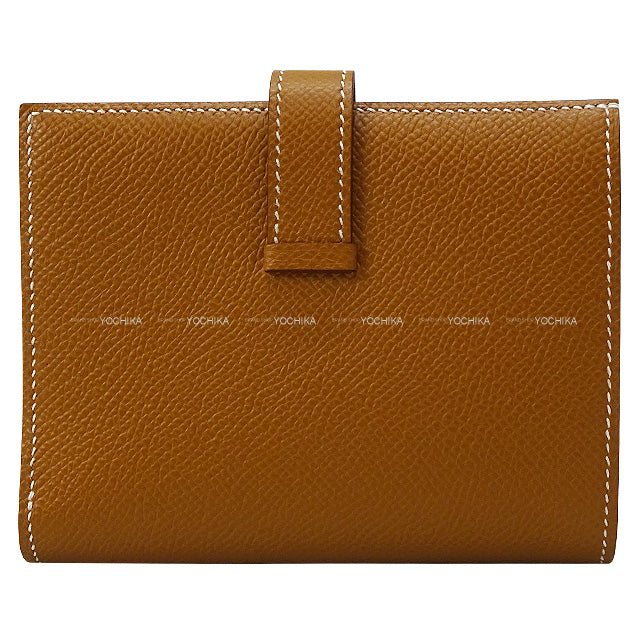 HERMES Bi-fold wallet Bearn Compact Gold Veau Epsom Silver HW Stamp B[BRAND NEW][Authentic]