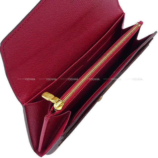 LOUIS VUITTON long wallet PORTEFEUILLE SARAH Fuchsia Monogram Canvas Gold HW M62234[EXCELLENT][Authentic]