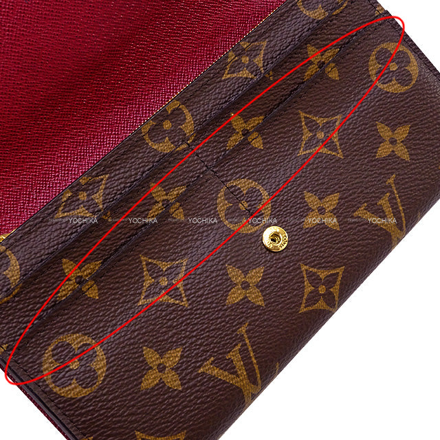 LOUIS VUITTON long wallet PORTEFEUILLE SARAH Fuchsia Monogram Canvas Gold HW M62234[EXCELLENT][Authentic]