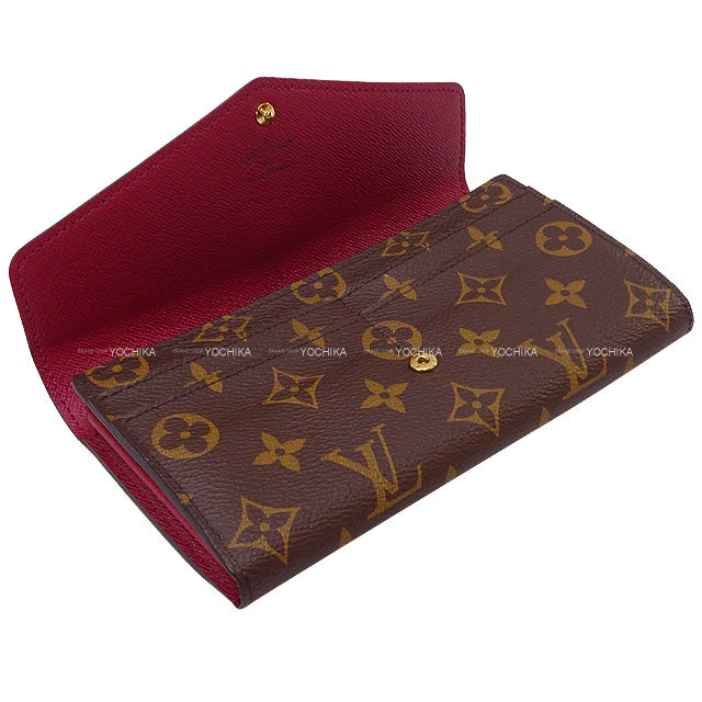 LOUIS VUITTON long wallet PORTEFEUILLE SARAH Fuchsia Monogram Canvas Gold HW M62234[EXCELLENT][Authentic]