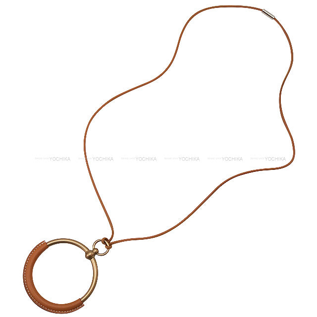 HERMES necklace Grand Loop Pendant Gold Veau Swift /Aluminum Rose Gold HW[EXCELLENT][Authentic]