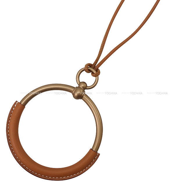 HERMES necklace Grand Loop Pendant Gold Veau Swift /Aluminum Rose Gold HW[EXCELLENT][Authentic]