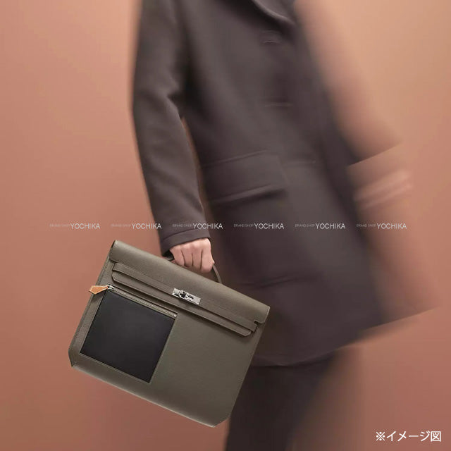 HERMES Briefcase Kelly Depeche 36 Color Matic Vert gris(C6)/Noir (Black)(89)/Fauve(34) Evercolor/Ever Grain/Veau Barenia Silver HW Stamp U[BRAND NEW][Authentic]