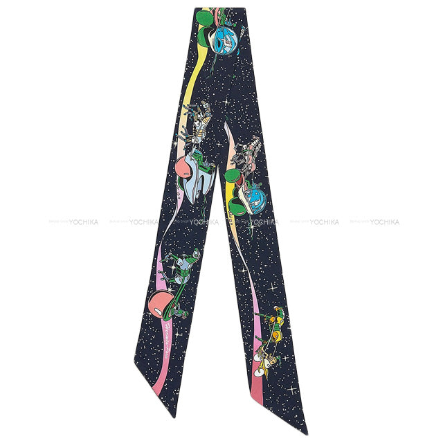 HERMES scarf Twilly Space Derby Marine/Rose/Multicolor Silk100%[BRAND NEW][Authentic]