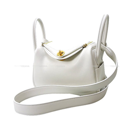 HERMES Shoulder bag Lindy mini 20 Blanc (White) Veau Swift Gold HW Stamp U[BRAND NEW][Authentic]