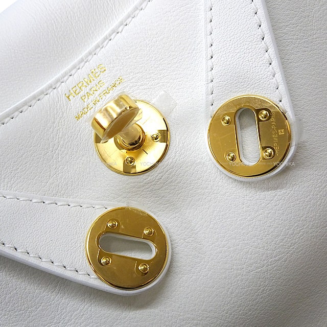 HERMES Shoulder bag Lindy mini 20 Blanc (White) Veau Swift Gold HW Stamp U[BRAND NEW][Authentic]