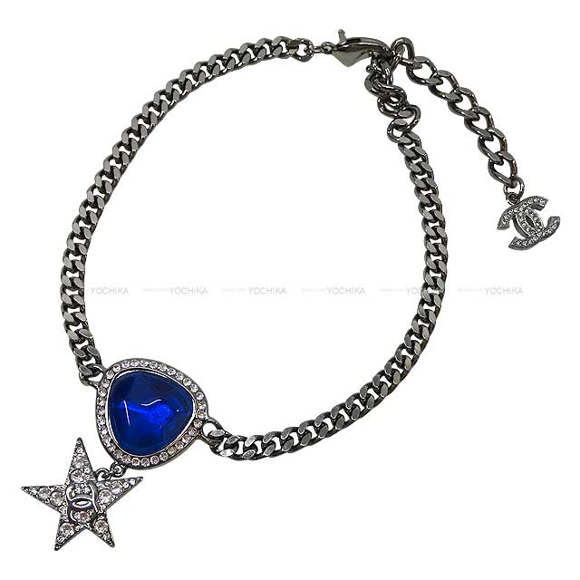 2022 Cruise CHANEL necklace Choker Star＆Stone Silver/Blue Metal/Strass/resin Metal Silver HW B22C[BRAND NEW][Authentic]