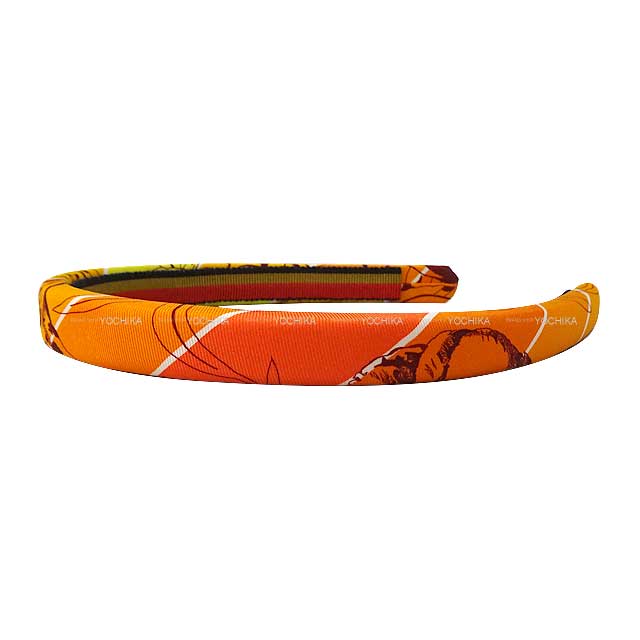 HERMES hair accessories hair band Elsa headband Jungle Love Orange/Jaune Silk100%[BRAND NEW][Authentic]