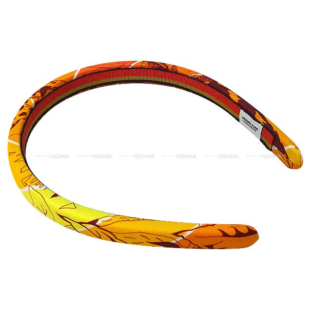 HERMES hair accessories hair band Elsa headband Jungle Love Orange/Jaune Silk100%[BRAND NEW][Authentic]