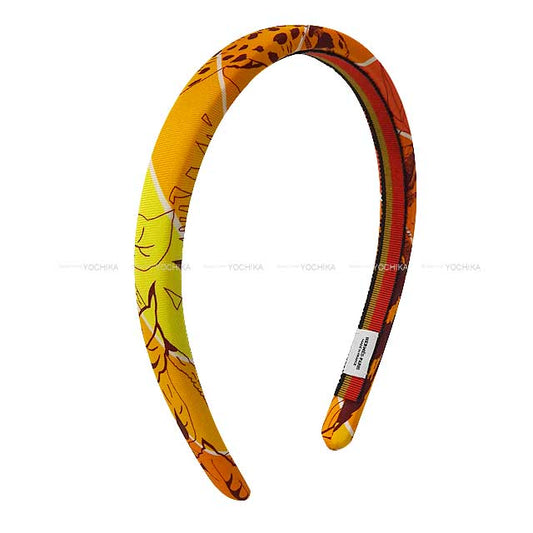 HERMES hair accessories hair band Elsa headband Jungle Love Orange/Jaune Silk100%[BRAND NEW][Authentic]