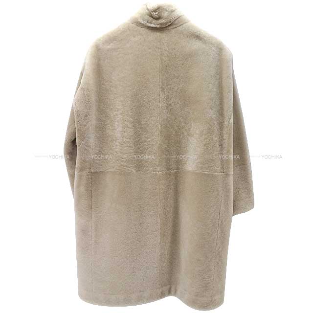 HERMES Clou de Selle Long Coat #38 /Lambskin Silver HW[BRAND NEW][Authentic]