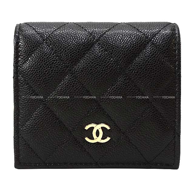 CHANEL Bi-fold wallet Matelasse Cocomark Compact with Coin Case Noir (Black)/Bordeaux Graind Calf(Caviarskin) Champagne Gold HW AP3178[BRAND NEW][Authentic]