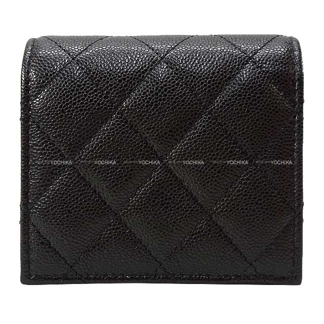 CHANEL Bi-fold wallet Matelasse Cocomark Compact with Coin Case Noir (Black)/Bordeaux Graind Calf(Caviarskin) Champagne Gold HW AP3178[BRAND NEW][Authentic]