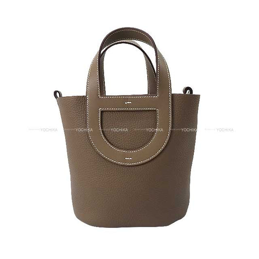 HERMES Handbag In the Loop 18 Etoupe Taurillon Clemence/Veau Swift Silver HW Stamp U[BRAND NEW][Authentic]