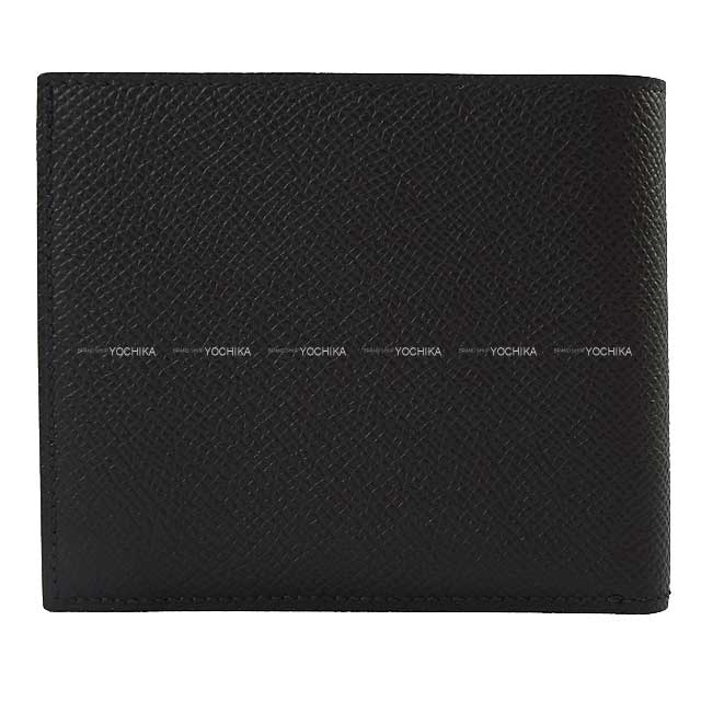 HERMES Bi-fold wallet MC2 Thales Noir (Black) Veau Epsom Silver HW Stamp Z[EXCELLENT][Authentic]