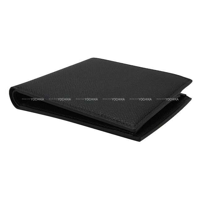 HERMES Bi-fold wallet MC2 Thales Noir (Black) Veau Epsom Silver HW Stamp Z[EXCELLENT][Authentic]