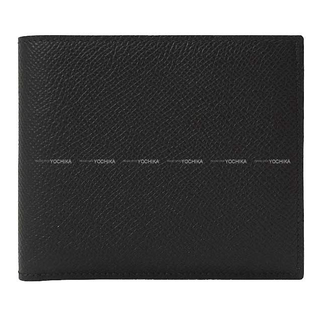 HERMES Bi-fold wallet MC2 Thales Noir (Black) Veau Epsom Silver HW Stamp Z[EXCELLENT][Authentic]