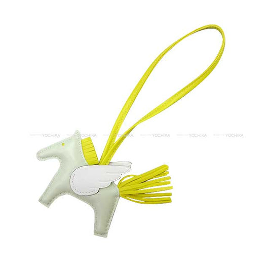 HERMES bag charm Rodeo Pegasus PM Vert Fiz/Lime/Blanc(White) Agneau Milo Stamp B[BRAND NEW][Authentic]