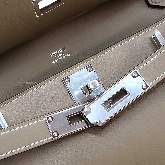 HERMES Shoulder bag Jypsiere Mini Etoupe Veau Swift Silver HW Stamp U[BRAND NEW][Authentic]