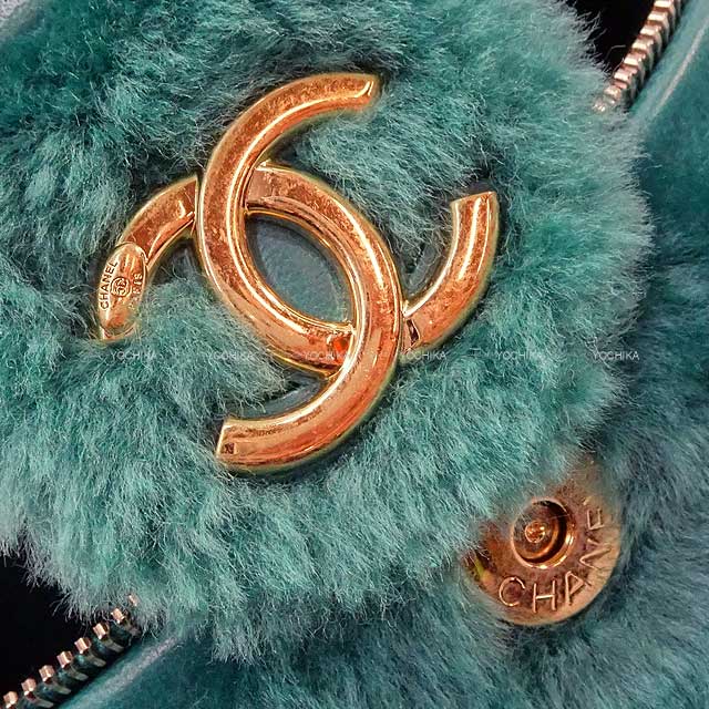 2022 AW CHANEL Shoulder bag Matelasse  COCO mark small vanity chain Green Shearling/Lambskin Gold HW AS3357[EXCELLENT][Authentic]