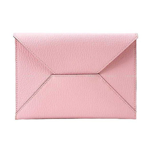 HERMES card holder envelope GM Rose Sakura Chevre Myzore Stamp T[EXCELLENT][Authentic]