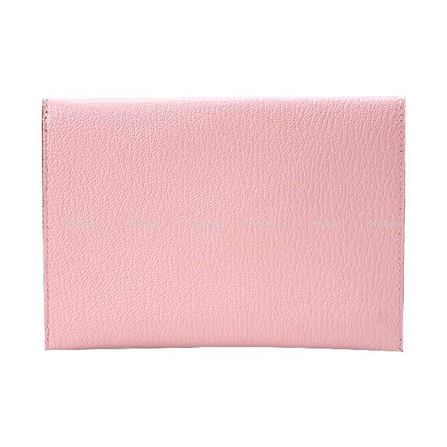 HERMES card holder envelope GM Rose Sakura Chevre Myzore Stamp T[EXCELLENT][Authentic]