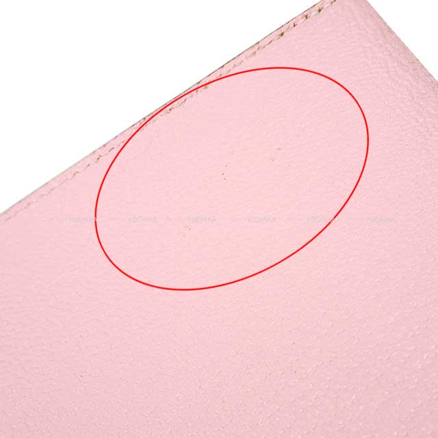 HERMES card holder envelope GM Rose Sakura Chevre Myzore Stamp T[EXCELLENT][Authentic]