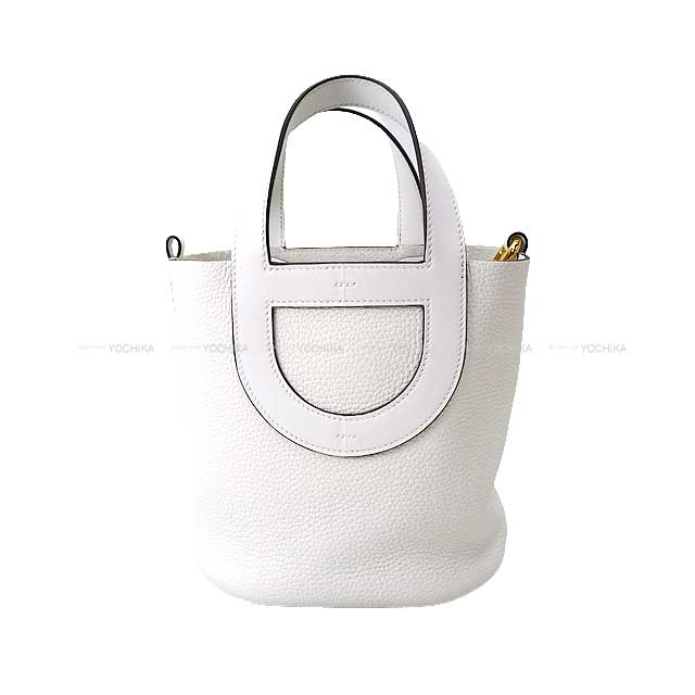 HERMES Handbag In the Loop 18 New White Taurillon Clemence/Veau Swift Gold HW Stamp B[BRAND NEW][Authentic]