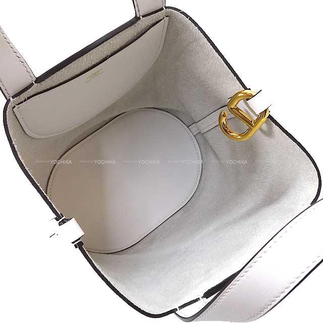 HERMES Handbag In the Loop 18 New White Taurillon Clemence/Veau Swift Gold HW Stamp B[BRAND NEW][Authentic]