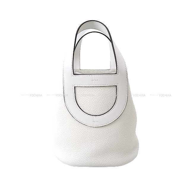 HERMES Handbag In the Loop 18 New White Taurillon Clemence/Veau Swift Gold HW Stamp B[BRAND NEW][Authentic]