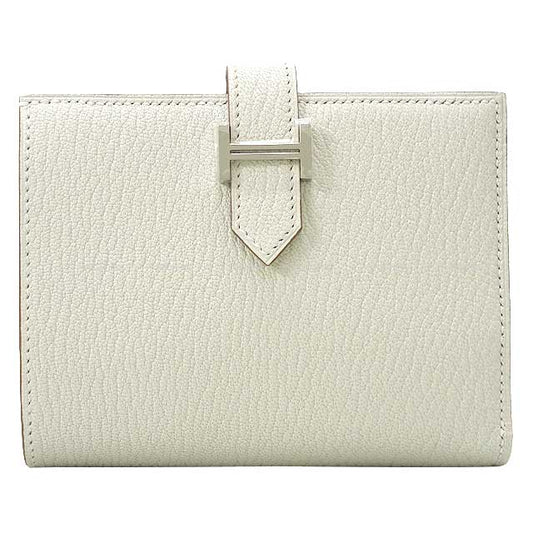 HERMES Bi-fold wallet Bearn Compact Mushroom Chevre Myzore Silver HW Stamp B[BRAND NEW][Authentic]