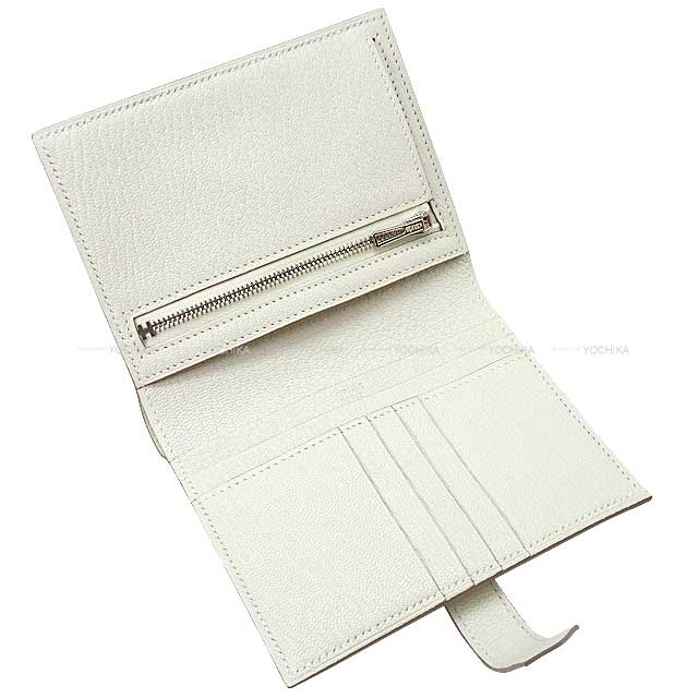 HERMES Bi-fold wallet Bearn Compact Mushroom Chevre Myzore Silver HW Stamp B[BRAND NEW][Authentic]