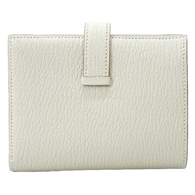 HERMES Bi-fold wallet Bearn Compact Mushroom Chevre Myzore Silver HW Stamp B[BRAND NEW][Authentic]