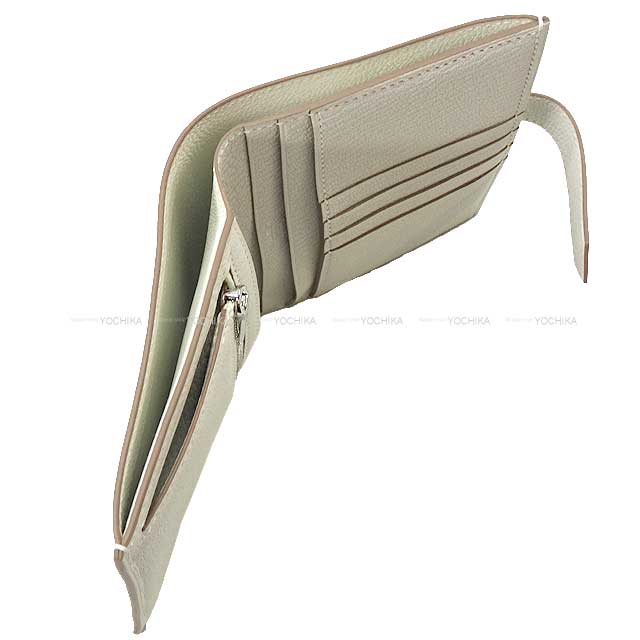 HERMES Bi-fold wallet Bearn Compact Mushroom Chevre Myzore Silver HW Stamp B[BRAND NEW][Authentic]