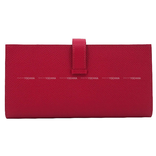 HERMES long wallet Bearn Soufflet Verso Rubis/Orange Veau Epsom Silver HW Stamp B[BRAND NEW][Authentic]