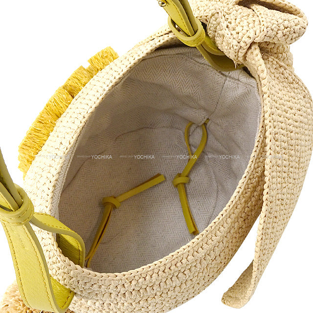 2023 SS ROYAL ORDER Shoulder bag Bunny rabbit bucket Naturel Raffia/Calfskin A223S18X01[EXCELLENT][Authentic]