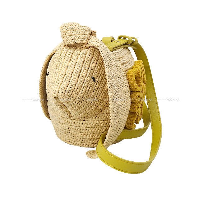 2023 SS ROYAL ORDER Shoulder bag Bunny rabbit bucket Naturel Raffia/Calfskin A223S18X01[EXCELLENT][Authentic]