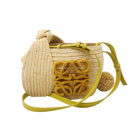 2023 SS ROYAL ORDER Shoulder bag Bunny rabbit bucket Naturel Raffia/Calfskin A223S18X01[EXCELLENT][Authentic]