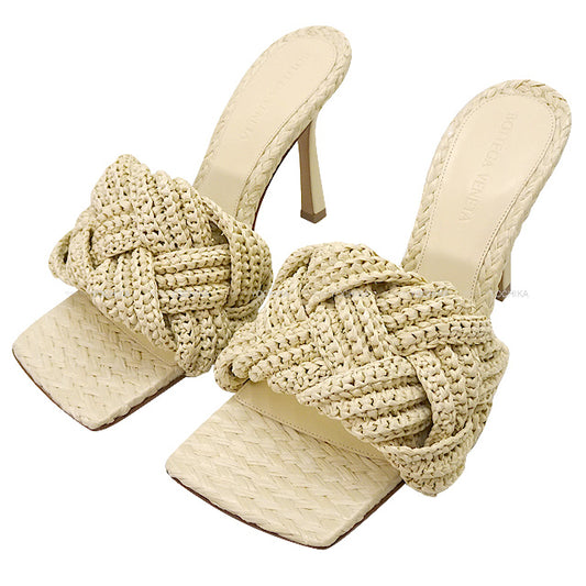 HOTTEY GIRL pumps lide mule intrecciato  White Raffia/viscose #37 1/2[BRAND NEW][Authentic]