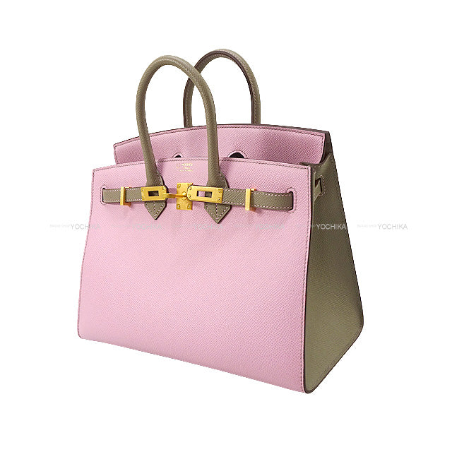 HERMES Handbag Birkin25 Sellier Personal Order Mauve sylvestre/Gris Asphalte Veau Epsom Mat Gold HW Stamp U[BRAND NEW][Authentic]