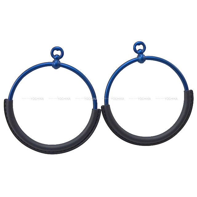 HERMES pierced earring Loop GM Blue Indigo Veau Swift Aluminum[BRAND NEW][Authentic]