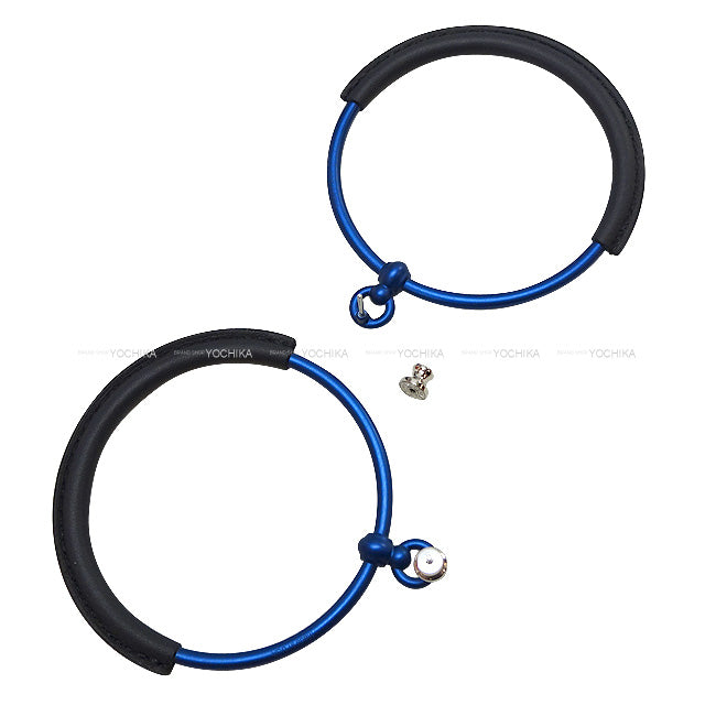 HERMES pierced earring Loop GM Blue Indigo Veau Swift Aluminum[BRAND NEW][Authentic]