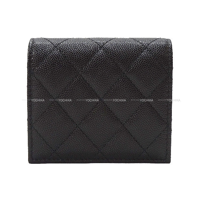 CHANEL Bi-fold wallet Matelasse Compact Black / Franboise Graind Calf(Caviarskin) Gold HW AP3185[BRAND NEW][Authentic]