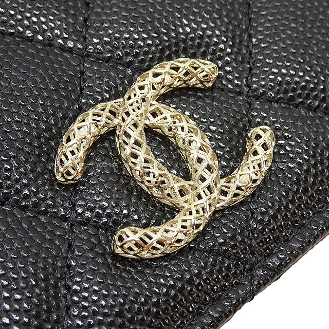 CHANEL Bi-fold wallet Matelasse Compact Black / Franboise Graind Calf(Caviarskin) Gold HW AP3185[BRAND NEW][Authentic]