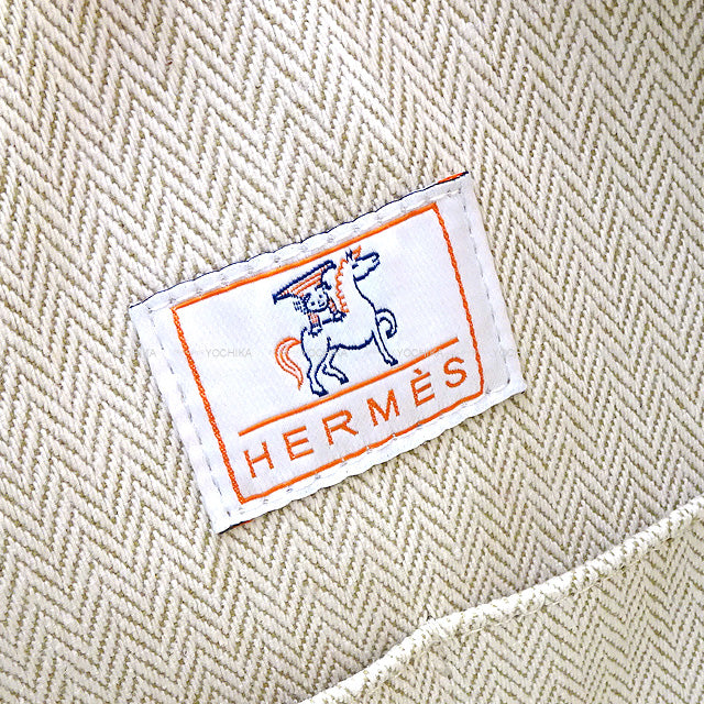 HERMES Pouch Bride a Brac Cabriole GM Biscuit Toile H Silver HW[EXCELLENT][Authentic]