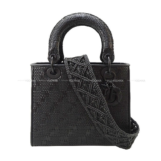 Limited 2020 Christian Dior Handbag LADY DIOR medium Noir (Black) Ultra Mat Carf Skin Ultra Mat Black M0565S[EXCELLENT][Authentic]