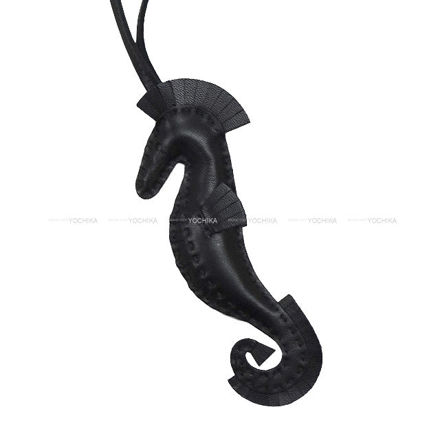 2023SS HERMES bag charm Hippo Seahorse Noir (Black) Agneau Milo Stamp B[BRAND NEW][Authentic]