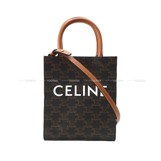 CELINE Shoulder bag Mini Vertical Cabas Tan Triomphe canvas/Calf skin Gold HW 194372BZK.04LU[BRAND NEW][Authentic]